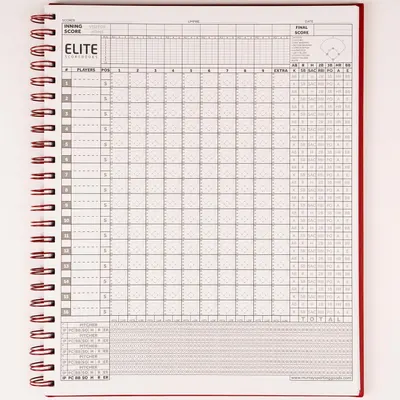 Shows the full game scoring sheet with ample space for lineup, innings, and stats in one clean layout.