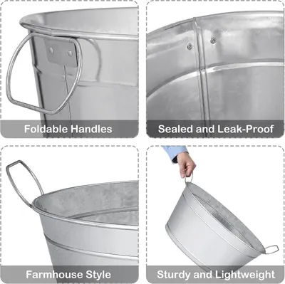 Shows four distinct selling points in a segmented grid so shoppers quickly see the handles, leak-proof construction, rustic style, and durable yet light build.