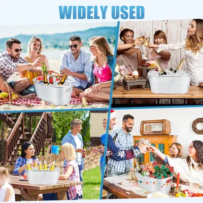 Shows the tub used across many occasions from outdoor picnics to holiday parties.
