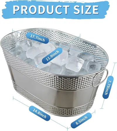 Gives exact dimensions so shoppers can judge whether the bucket fits their space.