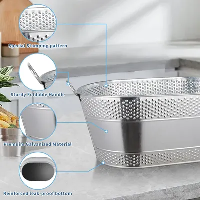 Shows the physical construction details so shoppers understand the durability and build quality of the bucket. Communicates several build benefits at once to…