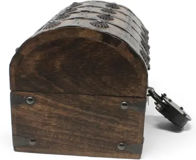 Shows the side profile of the curved lid and the padlock clasp for secure closure.