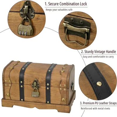 Highlights several build features in segmented callouts so shoppers see the trunk is secure, sturdy, and well made.