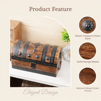 Presents several material and style features in segmented callouts to show the chest's build quality and look.