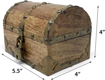 Shows the exact physical dimensions of the treasure chest so shoppers know how big it is before buying.