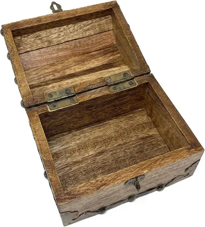 Shows the open interior and hinged lid to communicate ample storage space inside.