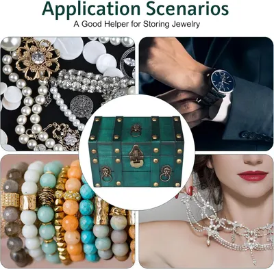 Shows the box storing many jewelry types and accessories across multiple scenarios to prove its versatility as a jewelry organizer.