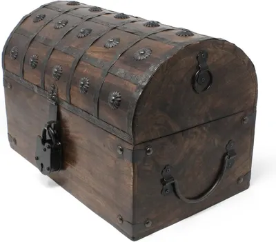 Secondary Images for Nautical Cove Wooden Treasure Chest with Padded Velvet Lining and Antique Lock with…