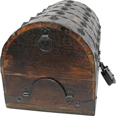 Secondary Images for Nautical Cove Wooden Treasure Chest with Padded Velvet Lining and Antique Lock with…