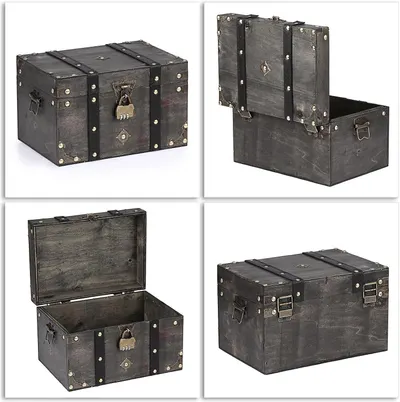Shows the lock and multi-angle construction to reassure shoppers the chest keeps contents secure. Presents four views of the chest to show its build, opening…