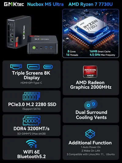 Presents the brand and product lineup overview with key specs, establishing the product identity for shoppers. Segments the key specs and benefits into panels so shoppers can quickly scan the major…