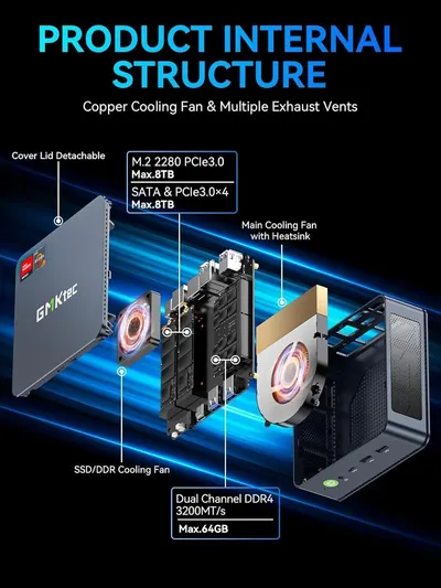 Breaks down the internal components and cooling system to show what the PC is built from and how it stays cool.