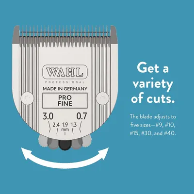 Shows the blade suits multiple cutting styles across five sizes, reassuring shoppers it covers many grooming needs.