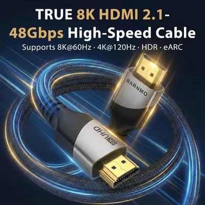 Communicates that the cable is a true 8K HDMI 2.1 high-speed cable supporting 8K at 60Hz and 4K at 120Hz.