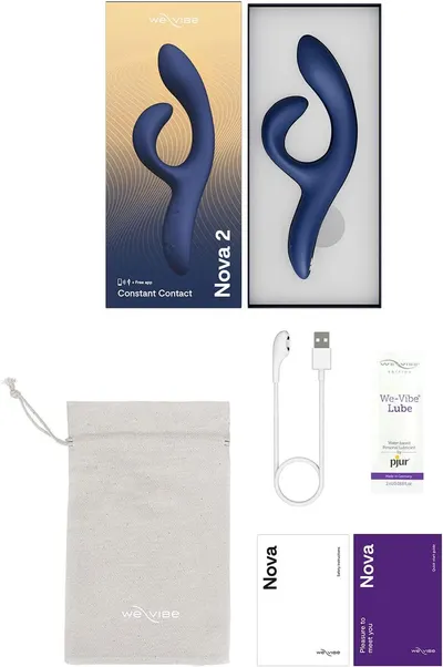 Shows the packaging and everything included in the box, reinforcing the brand presentation. Shows all items included with the purchase, including charging…