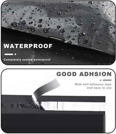 Highlights two key benefits, full waterproof sealing and strong self-adhesive closure, to show the mailer keeps contents dry and sealed.