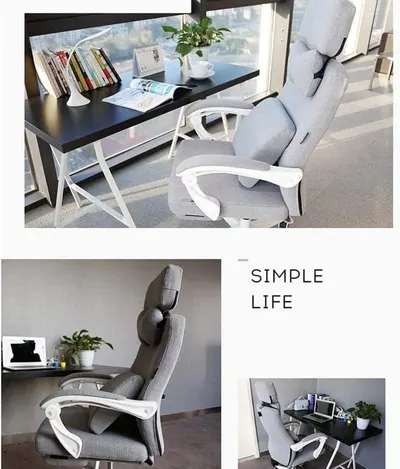 Highlights several chair features across segmented panels to show it suits office and home desk setups.