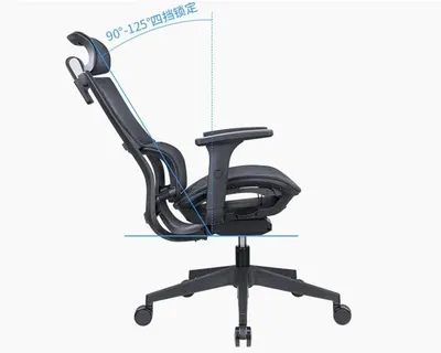 Highlights the four-position recline range of 90 to 125 degrees so shoppers understand the adjustable tilt. Reinforces that the chair reclines comfortably with a locking mechanism for relaxed seating.