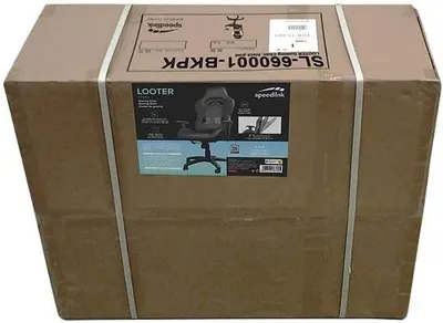 Shows the LOOTER gaming chair retail box with a product image and short feature icons to confirm what the shopper receives.