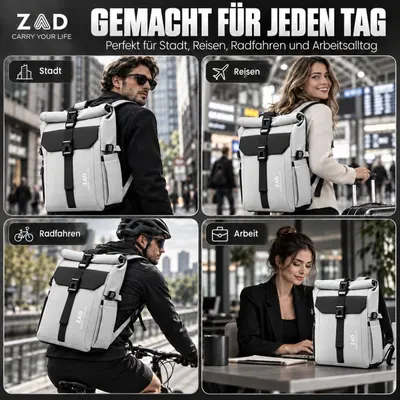 Shows the backpack used in four everyday scenarios to prove it suits city, travel, cycling and office life. Shows the backpack used in four everyday scenarios to prove it suits city, travel, cycling…