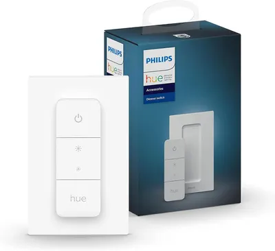 Shows the wireless dimmer accessory and packaging to communicate easy control of the lights.
