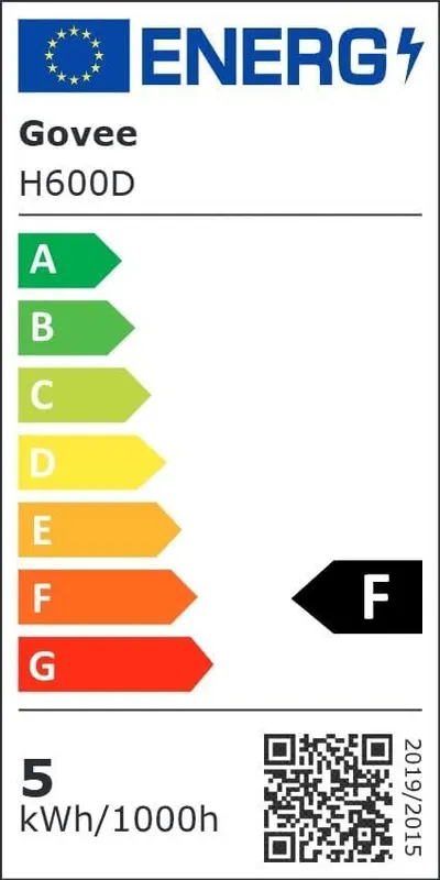Shows the official EU energy efficiency rating and annual energy consumption to reassure shoppers about efficiency.
