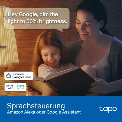 Reassures shoppers the bulb works hands-free with Alexa or Google Assistant voice commands. Not applicable as a safety claim; compatibility graphics belong under Applications.