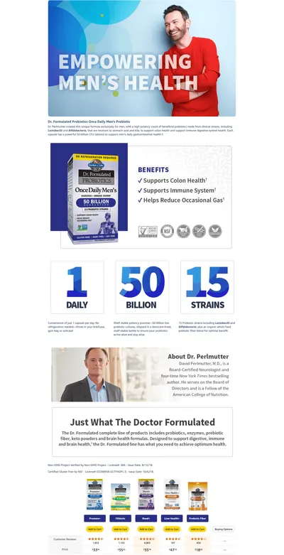 Premium A+ Content for Amazon.com: Garden of Life Probiotics for Men Dr Formulated 50 Billion CFU 15 Probiotics…