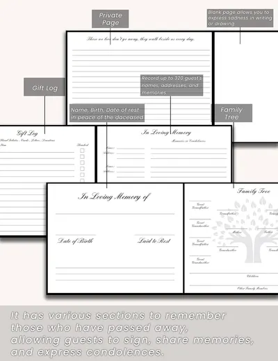Secondary Images for Amazon.com: Twill Funeral Guest Book