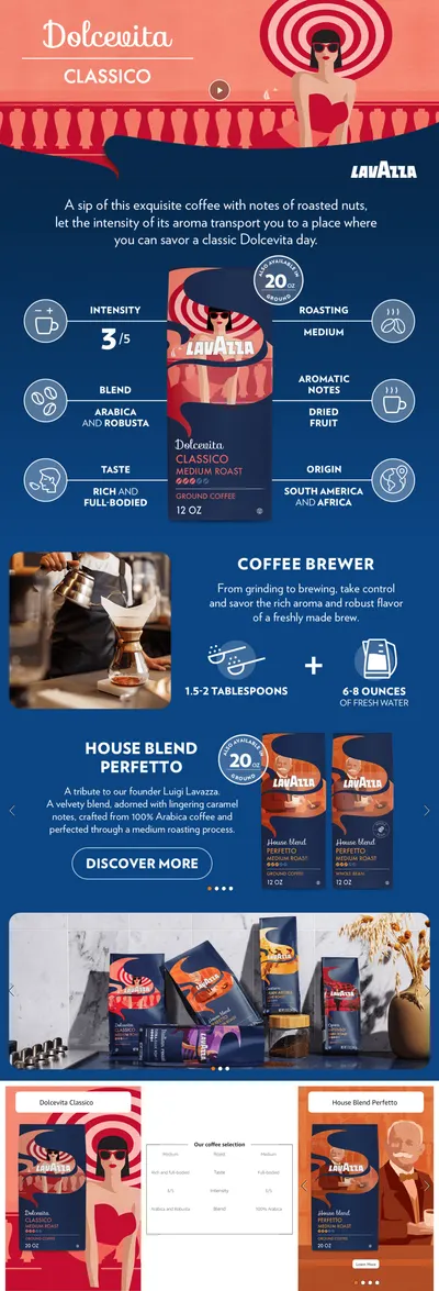 Premium A+ Content for Amazon.com : Lavazza Dolcevita Classico Ground Coffee 12oz Bag