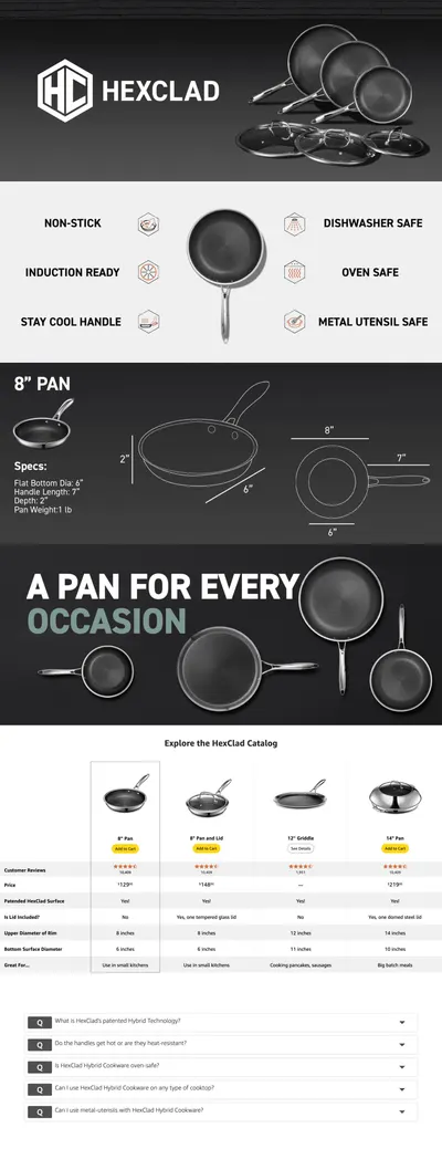 Premium A+ Content for Amazon.com: HexClad Hybrid Nonstick Frying Pan