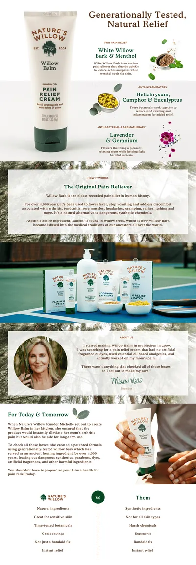 Premium A+ Content for Amazon.com: Nature's Willow Fast-Acting Willow Balm Natural Pain Relief Cream for Help…