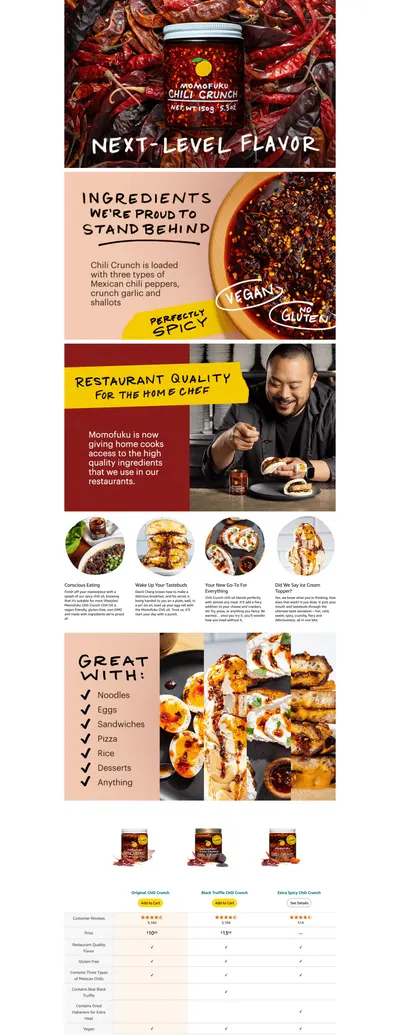Premium A+ Content for Amazon.com : Momofuku Chili Crunch by David Chang