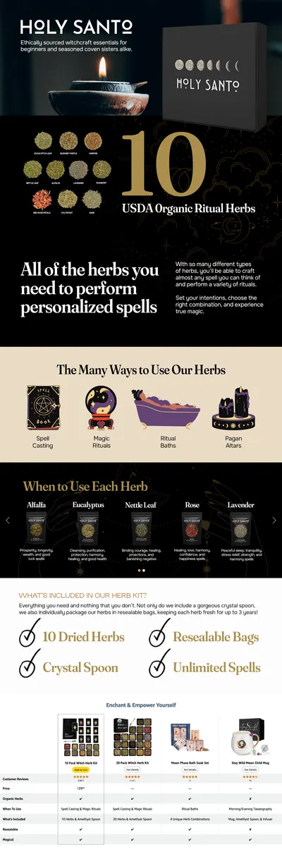 Premium A+ Content for Amazon.com: Holy Santo Organic Dried Herbs for Witchcraft Supplies Kit
