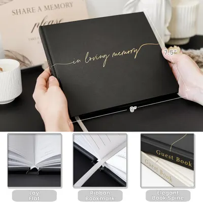 Secondary Images for Amazon.com: Twill Funeral Guest Book
