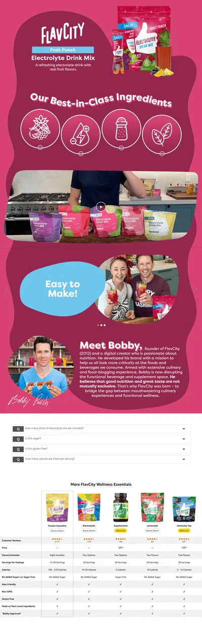 Premium A+ Content for Amazon.com: FlavCity Fruit Punch Electrolyte Drink Mix
