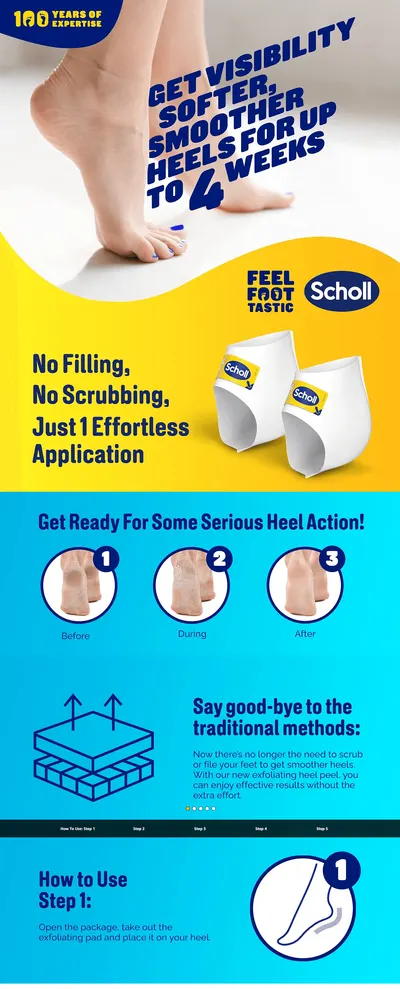Premium A+ Content for Scholl ExpertCare Exfoliating Heel Peel Foot Mask for Visibly Softer and Smoother Heels
