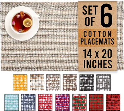 Secondary Images for Amazon.com: Urban Villa Placemats for Dining Table 100% Cotton Placemats 14''x20'' Over…