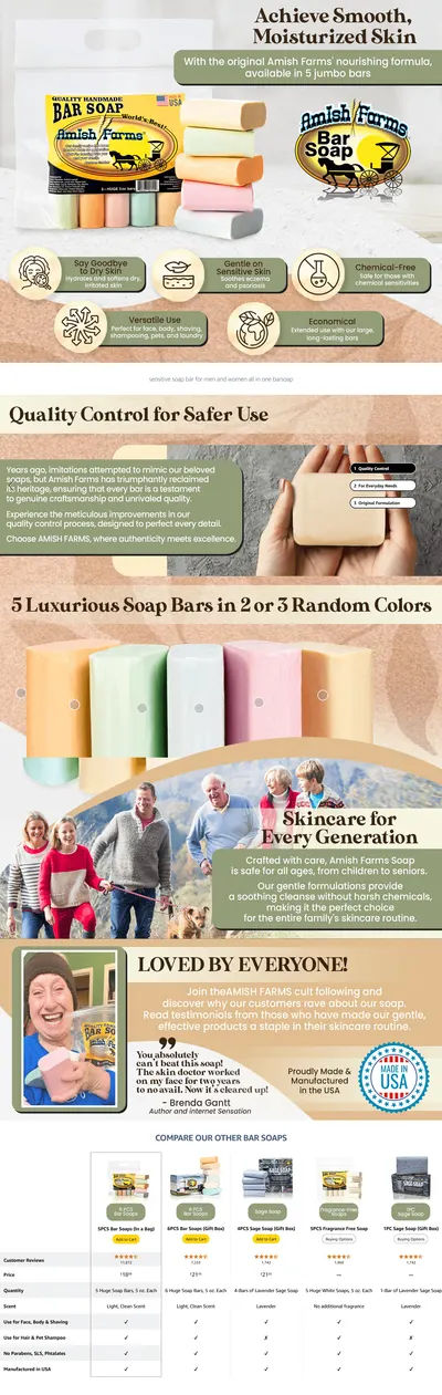 Premium A+ Content for Amazon.com : Amish Farms Bar Soap w/All Natural Bentonite Clay
