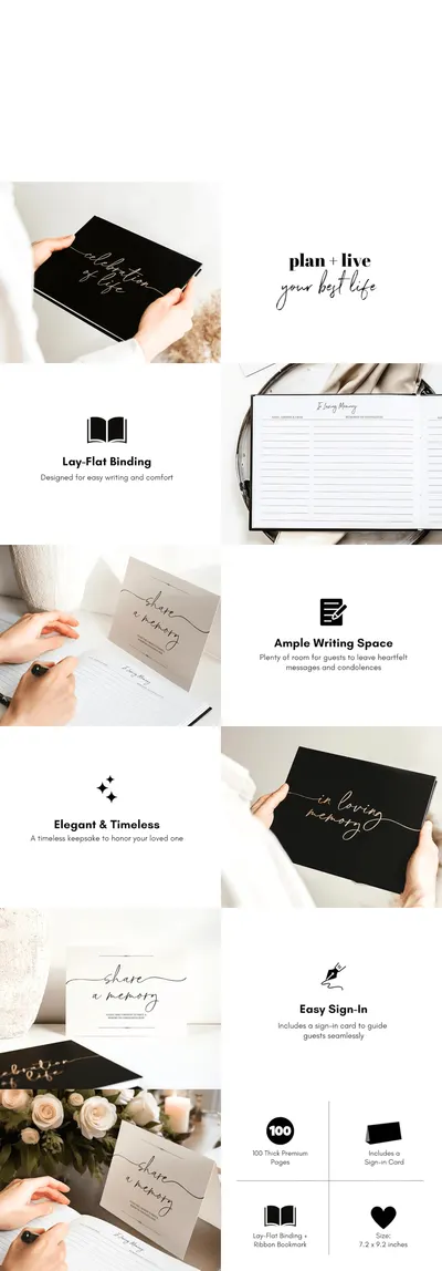 Premium A+ Content for Amazon.com: Lamare Funeral Guest Book for Memorial Service