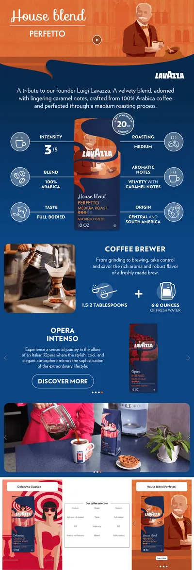 Premium A+ Content for Amazon.com: Lavazza House Blend Perfetto Ground Coffee 12oz Bag