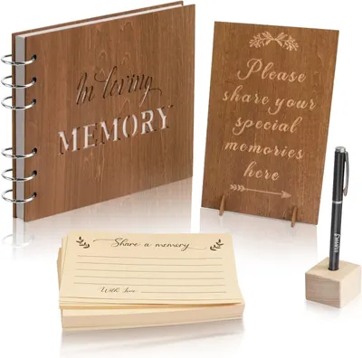 Secondary Images for Amazon.com: Creawoo Wooden Funeral Guest Book for Memorial Service Celebration of Life…
