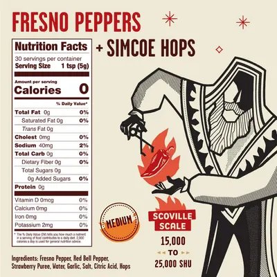 Secondary Images for Amazon.com : Fresno Peppers + Simcoe Hops Hot Sauce by Alchemy Peppers