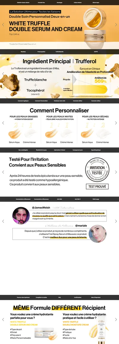 Premium A+ Content for d'Alba Double Sérum et Crème à la Truffe Blanche Italienne