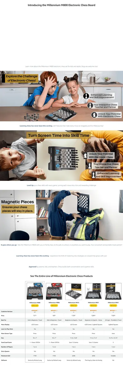 Premium A+ Content for Amazon.com: Electronic Chess Board for Kids & Adults