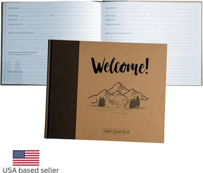 Secondary Images for Amazon.com: Paper 'n Such Cabin Guest Book for Vacation Homes and Airbnbs -Kraft Hardcover