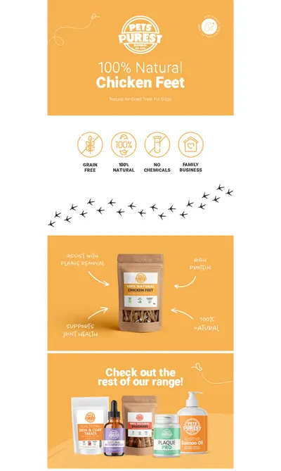 Premium A+ Content for Pets Purest Chicken Feet for Dogs 1KG
