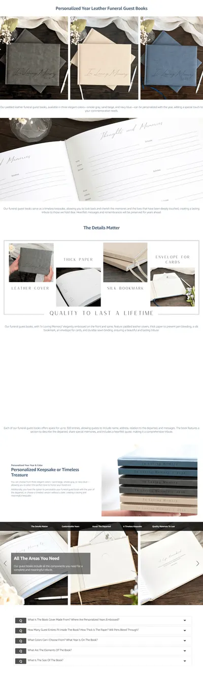 Premium A+ Content for Amazon.com: Funeral Guest Book for 2024 Celebration Of Life Memorial Service
