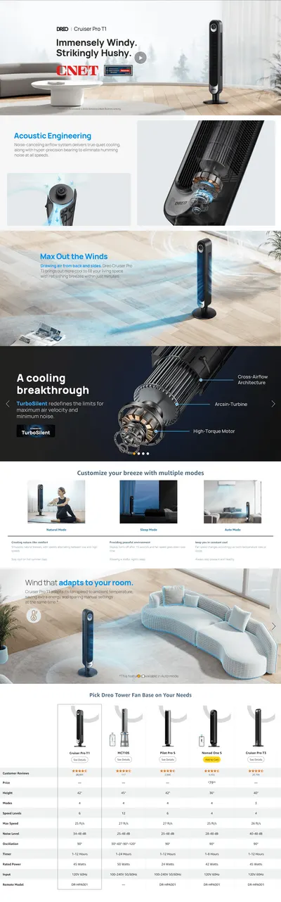 Premium A+ Content for Amazon.com: Dreo Tower Fan 42 Inch