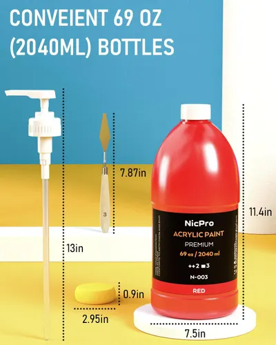Secondary Images for Amazon.com: Nicpro 6 Colors Large Bulk Acrylic Paint Set (69 oz